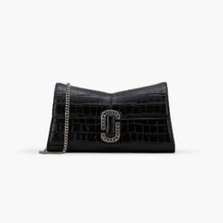 Marc Jacobs The Croc-Embossed St. Marc Convertible Clutch BLACK