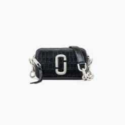 Marc Jacobs The Croc-Embossed Shoulder Snapshot BLACK