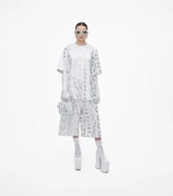 Marc Jacobs The Monogram Metallic Mini Tote Bag SILVER/BRIGHT WHITE -Marc Jacobs MJI 2F3HTT048H01 113 F8F8F8 1 1 ALT7