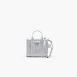 Marc Jacobs The Monogram Metallic Mini Tote Bag SILVER/BRIGHT WHITE