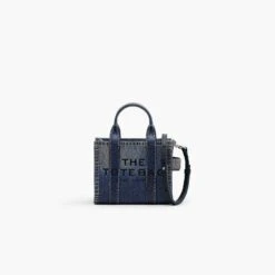 Marc Jacobs The Denim-Printed Leather Mini Tote Bag DENIM