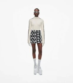 Marc Jacobs The Flock Monogram Mini Skirt BLACK/IVORY -Marc Jacobs MJI 2F3RSK002K15 004 F8F8F8 1 1 ALT1