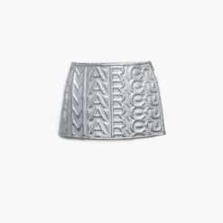 Marc Jacobs The Puffy Leather Mini Skirt SILVER