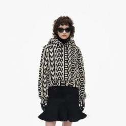 Marc Jacobs The Monogram Crop Hoodie BLACK/IVORY