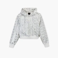 Marc Jacobs The Monogram Crop Hoodie SILVER/BRIGHT WHITE
