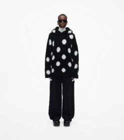 Marc Jacobs The Brushed Spots Knit Hoodie BLACK/WHITE -Marc Jacobs MJI 2F3RTP016K22 005 F8F8F8 1 1 ALT1