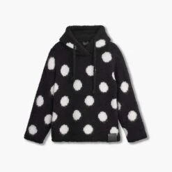 Marc Jacobs The Brushed Spots Knit Hoodie BLACK/WHITE