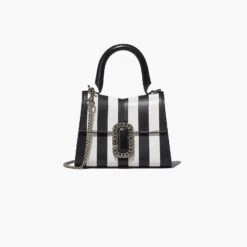 Marc Jacobs The Striped St. Marc Mini Top Handle BLACK/WHITE
