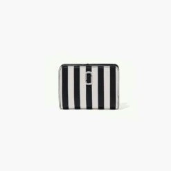 Marc Jacobs The Striped J Marc Mini Compact Wallet BLACK/WHITE