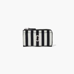 Marc Jacobs The Striped J Marc Top Zip Multi Wallet BLACK/WHITE