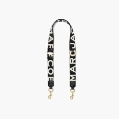 Marc Jacobs The Thin Logo Webbing Strap BLACK/WHITE