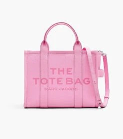 Marc Jacobs The Leather Medium Tote Bag FLURO CANDY PINK -Marc Jacobs MJI H004L01PF21 691 F8F8F8 1 1 MAIN 1
