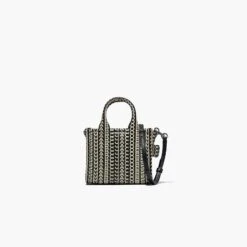 Marc Jacobs The Monogram Leather Mini Tote Bag BLACK/WHITE