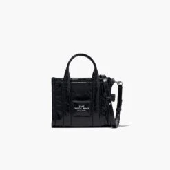 Marc Jacobs The Shiny Crinkle Leather Small Tote BLACK