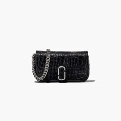 Marc Jacobs The Croc-Embossed J Marc Mini Bag BLACK