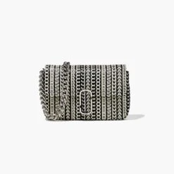 Marc Jacobs The Monogram Leather J Marc Shoulder Bag BLACK/WHITE