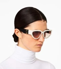 Marc Jacobs J Marc Cat Eye Sunglasses WHITE/BLACK -Marc Jacobs MJI M8000837 116 F8F8F8 1 1 ALT1