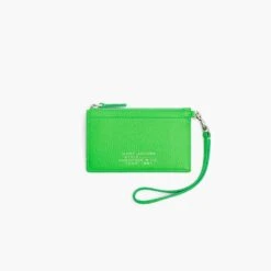 Marc Jacobs The Leather Top Zip Wristlet FLURO CANDY PINK